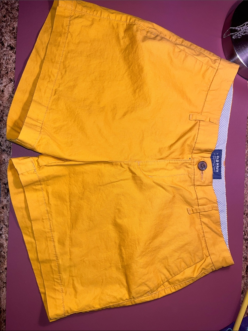 Old Navy Men's Bright Yellow Flat-Front Chino Shorts